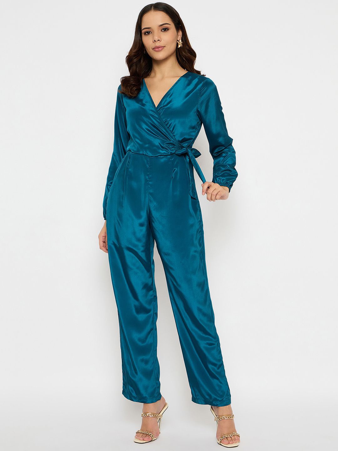 

Imfashini Women V - Neck Basic Jumpsuit, Teal