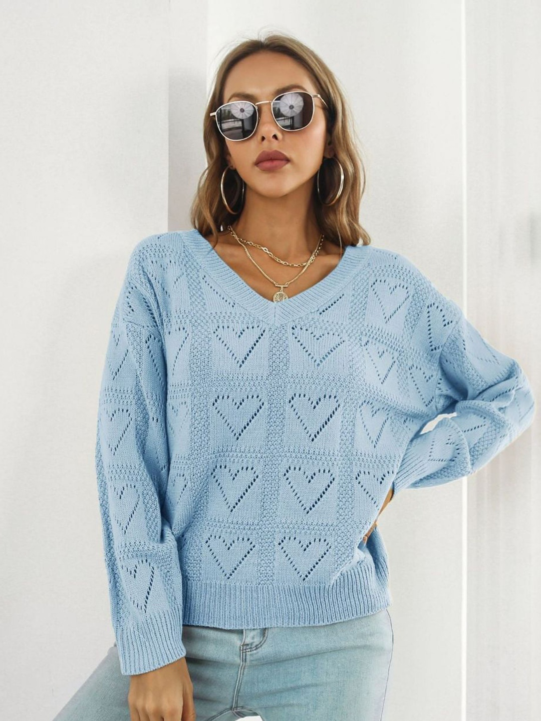 

Oh Rare Women Ribbed Pullover Sweater, Blue