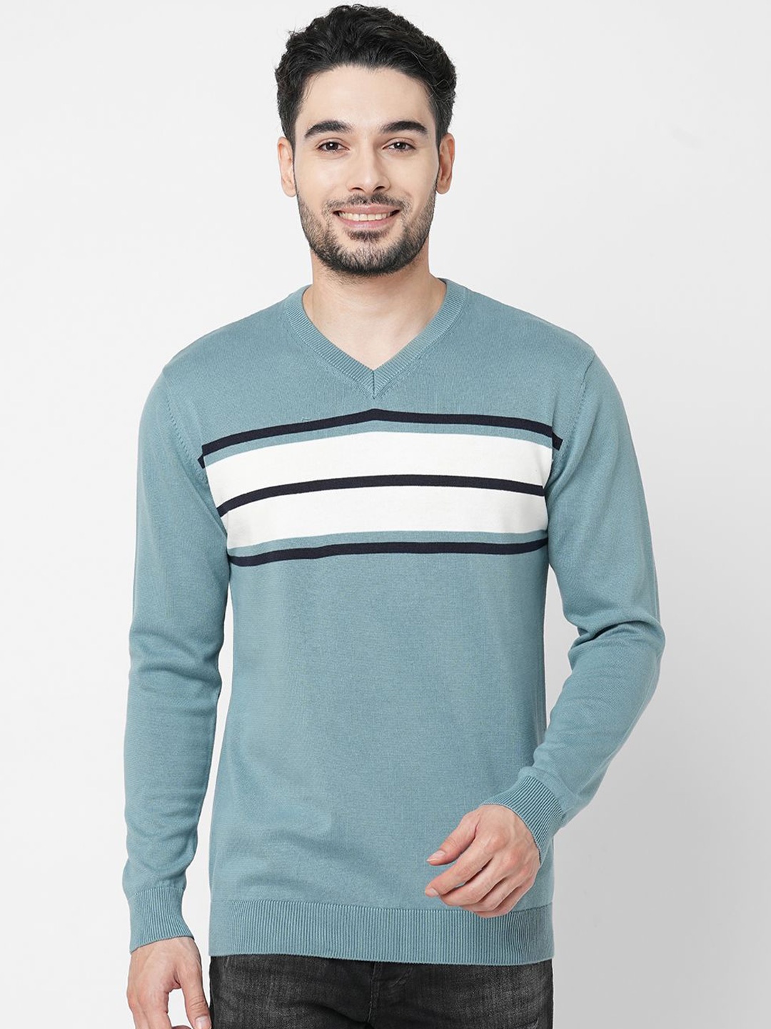 

Loopers Men Striped Round Neck Sweatshirt, Blue