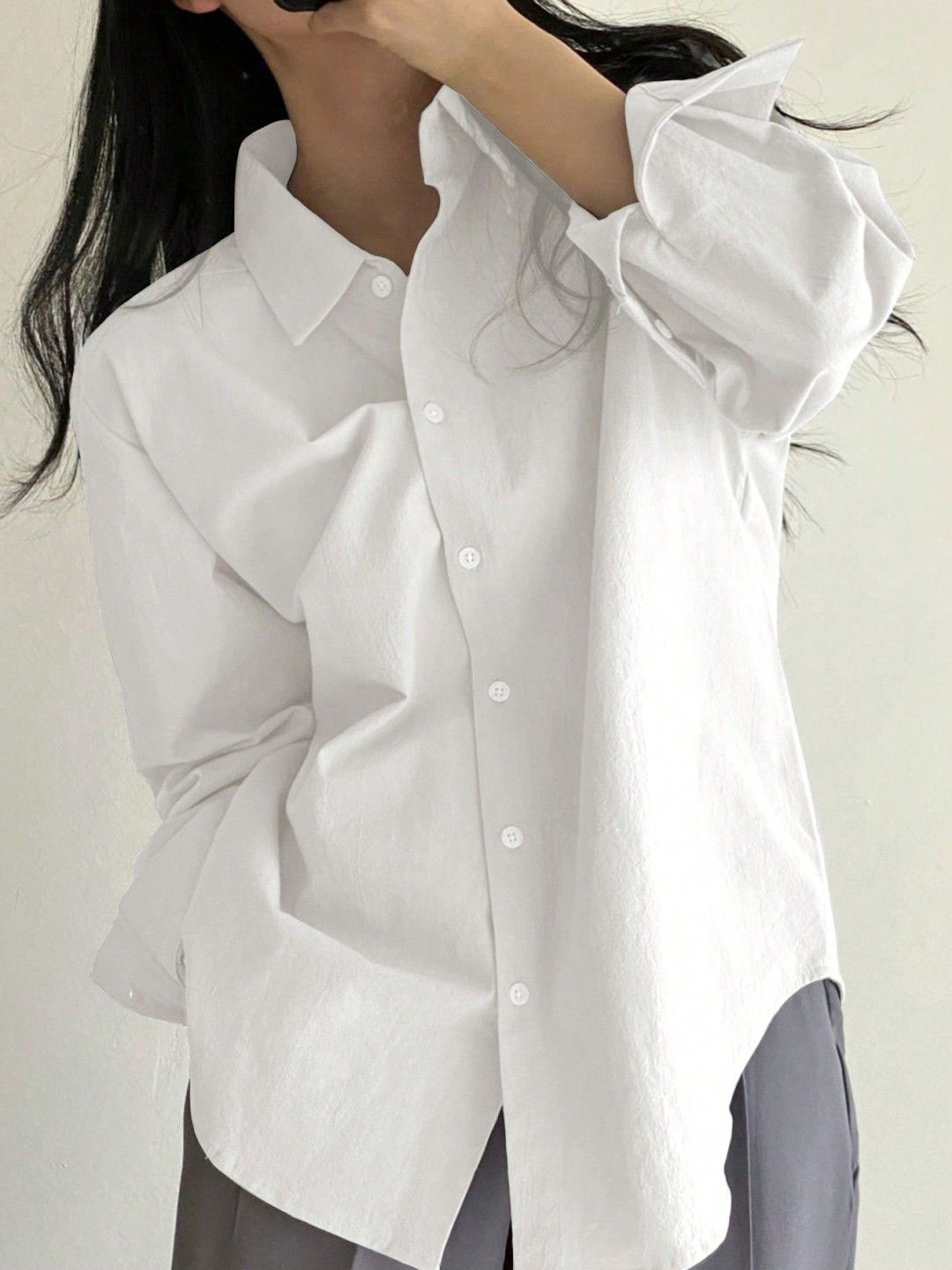 

WHY SO FAB Women Comfort Relaxed Fit Spread Collar Solid Cotton Casual Shirt, White