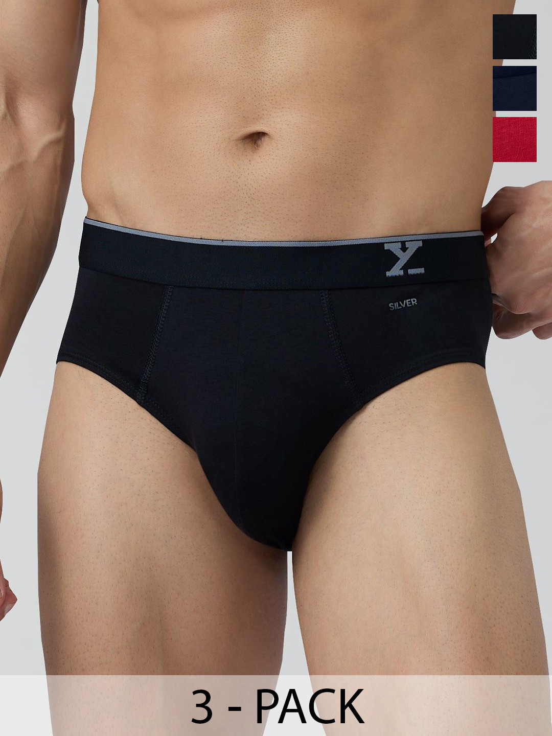 

XYXX Men Traq Pack Of 3 Cotton Briefs XYBRF3PCKN549, Black