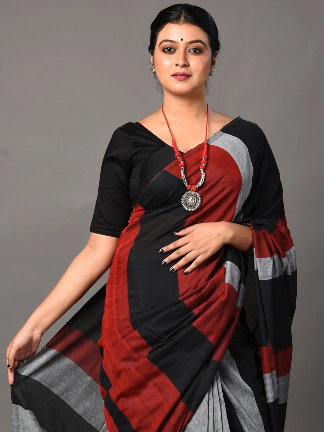 

VIRICA Designer Chanderi Saree, Black