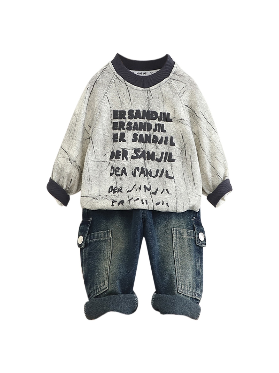 

StyleCast x Revolte Boys Printed Round Neck Sweatshirt With Jogger, White