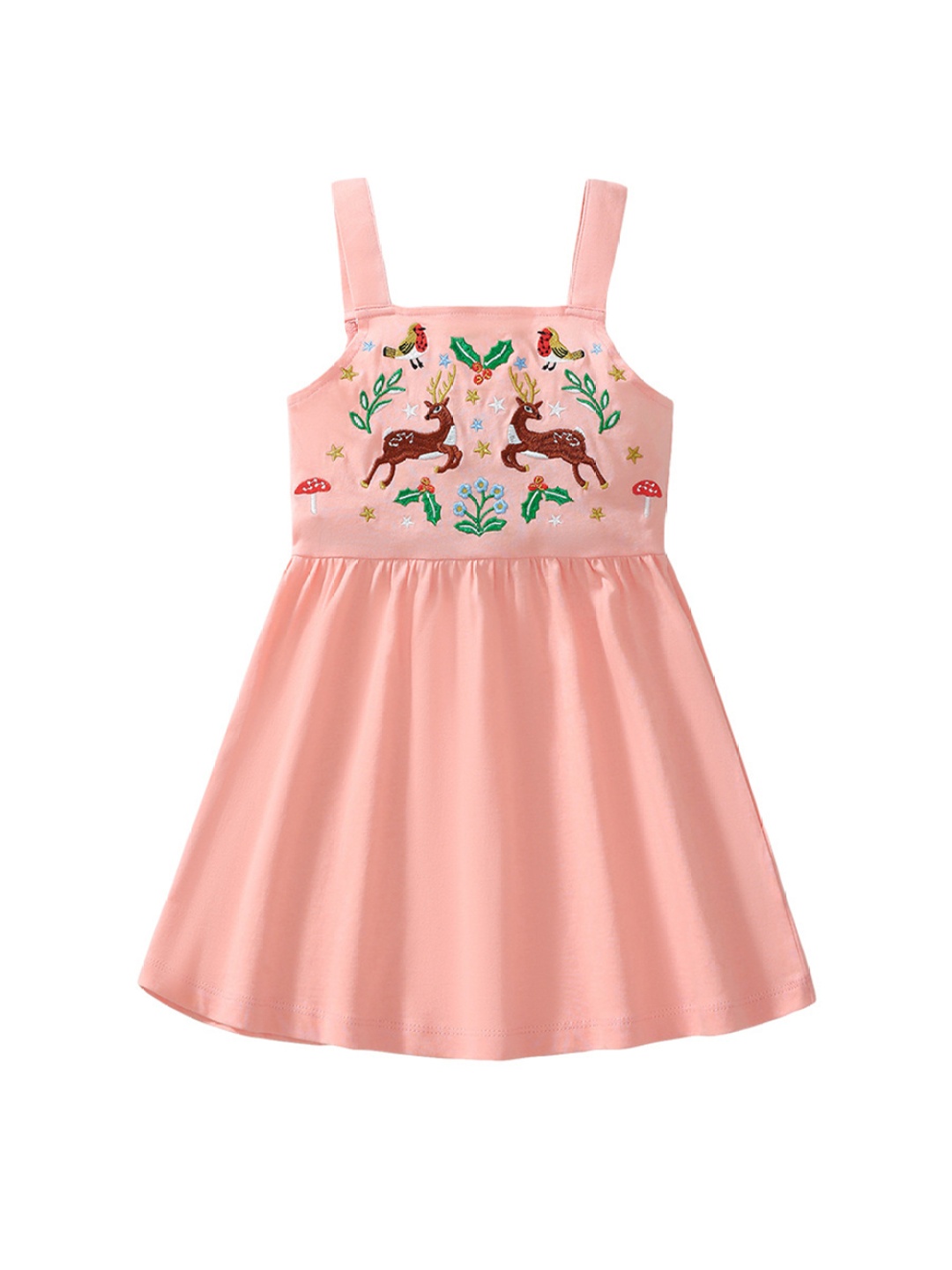 

StyleCast x Revolte Girls Embroidered Shoulder Straps Cotton Fit & Flare Dress, Pink