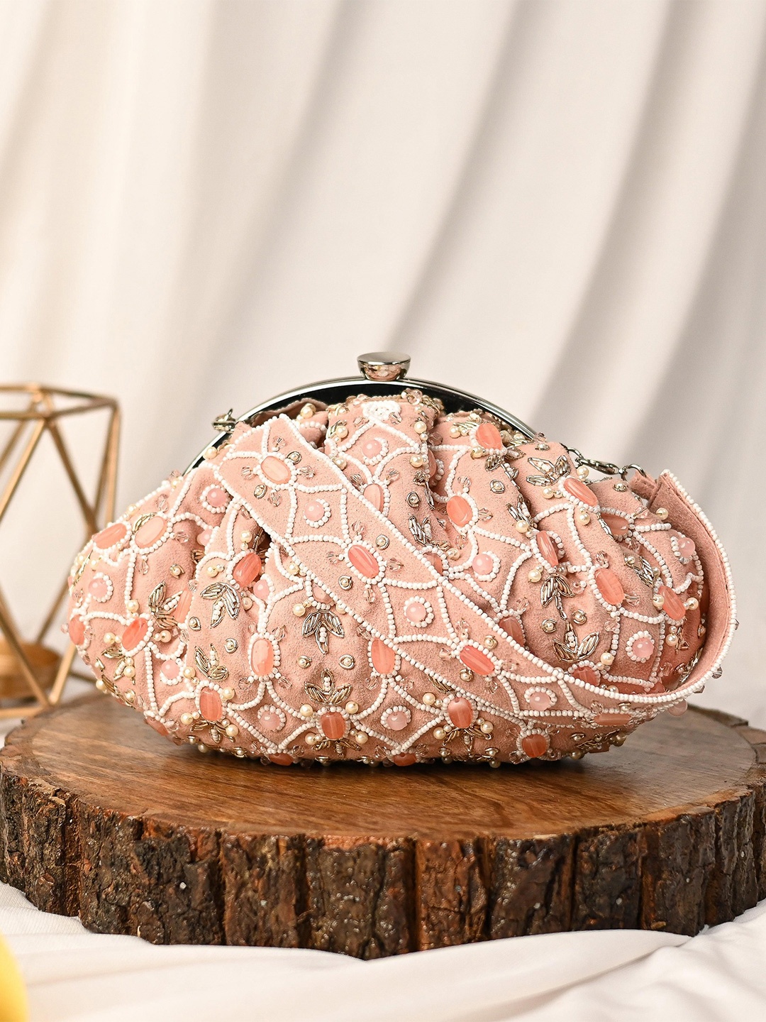 

sugarcrush Embroidered Potli Clutch, Pink