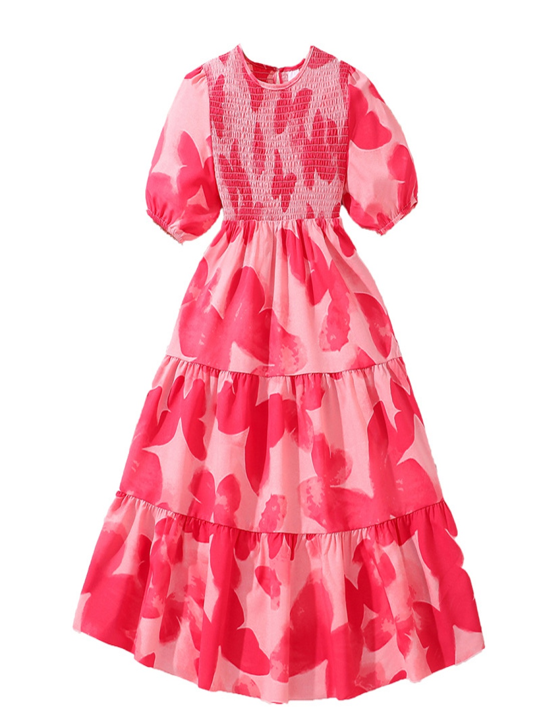 

StyleCast x Revolte Girls Floral Printed Smocked Fit and Flare Dress, Pink