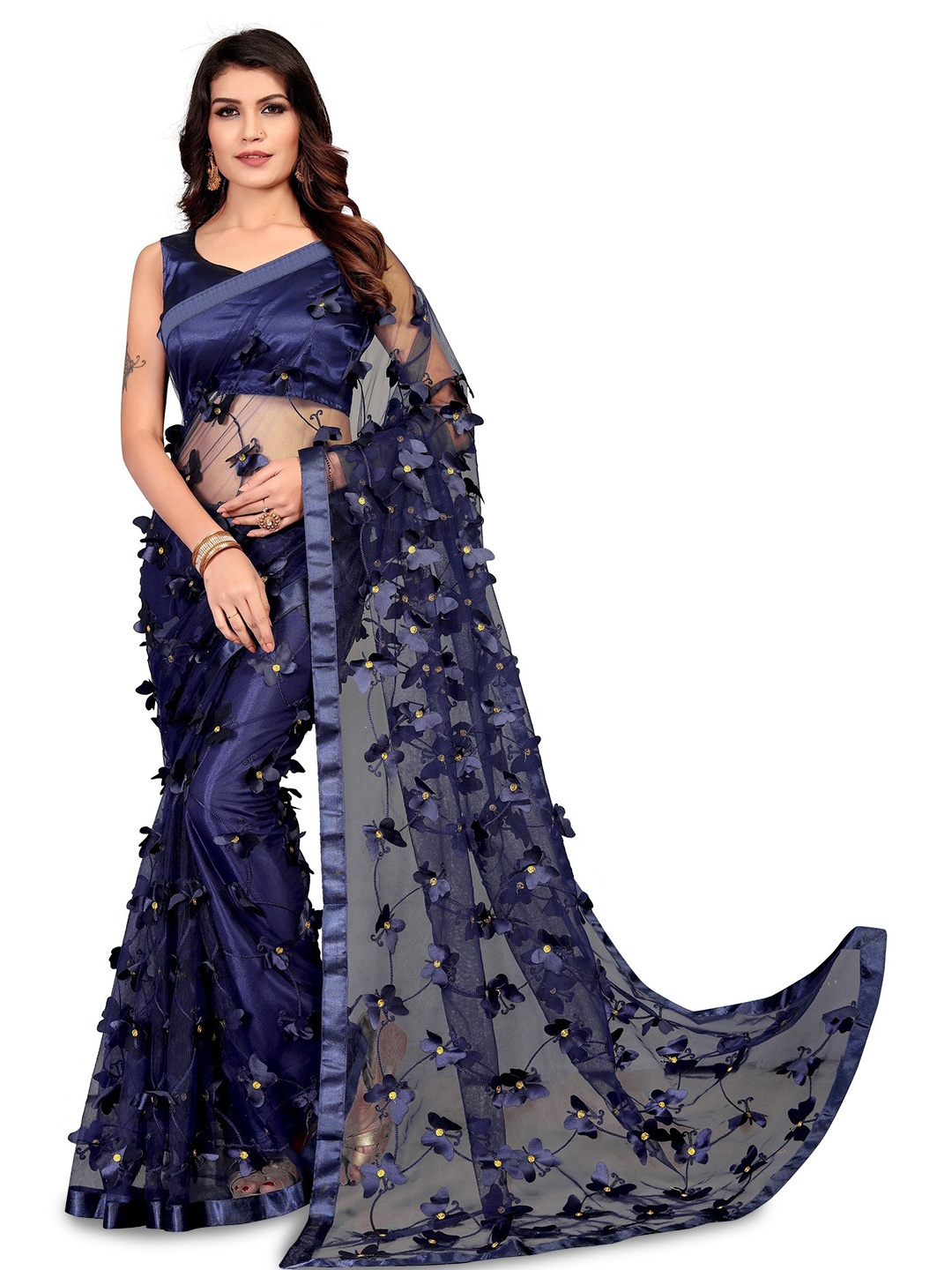 

Aika Embellished Pure Georgette Saree, Blue