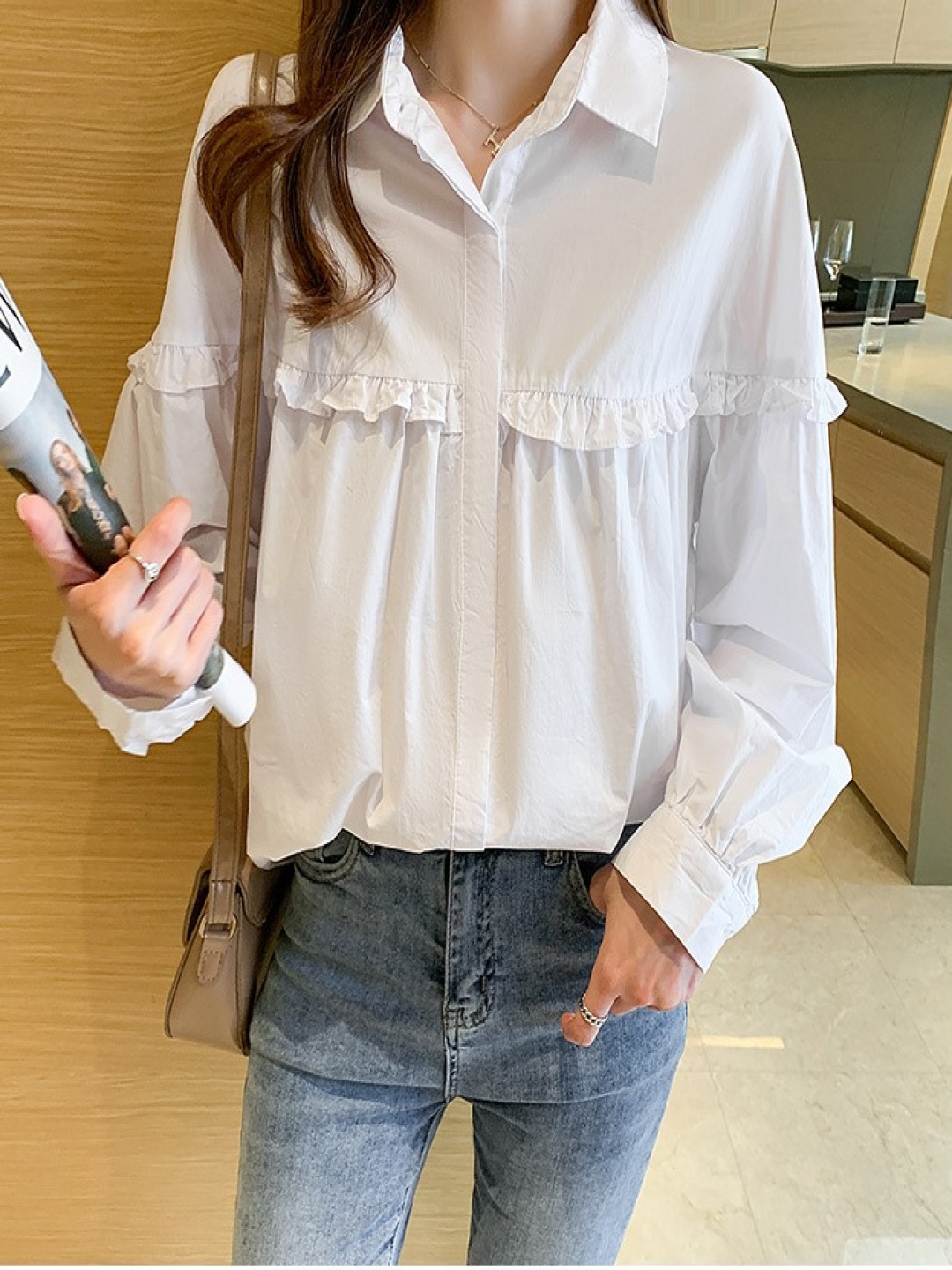 

StyleCast Women Solid Spread Collar Cotton Casual Shirt, White