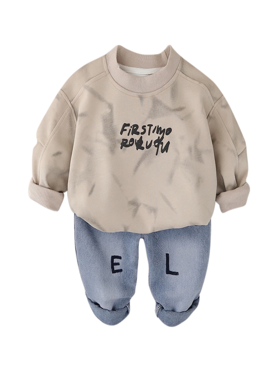 

StyleCast x Revolte Kids Printed Sweatshirt With Trousers, Beige