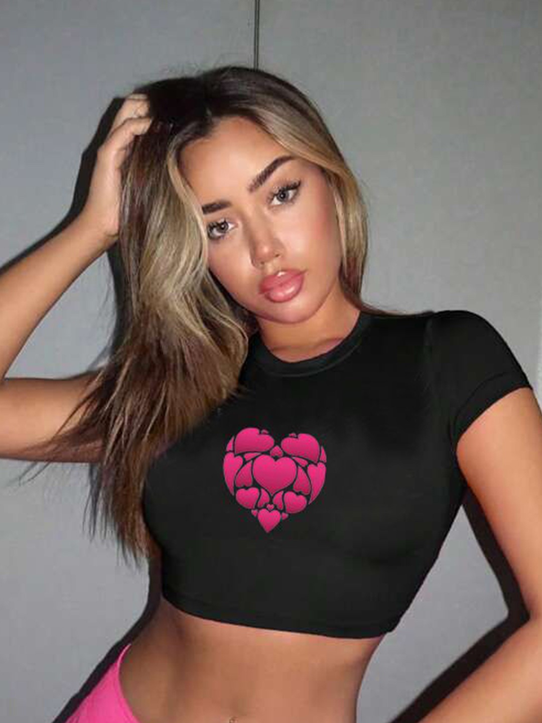 

sollobell Print Cotton Crop Top, Pink