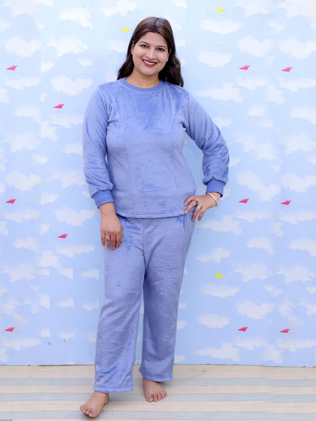 

The Mom Store Long Sleeves Night Suits, Blue