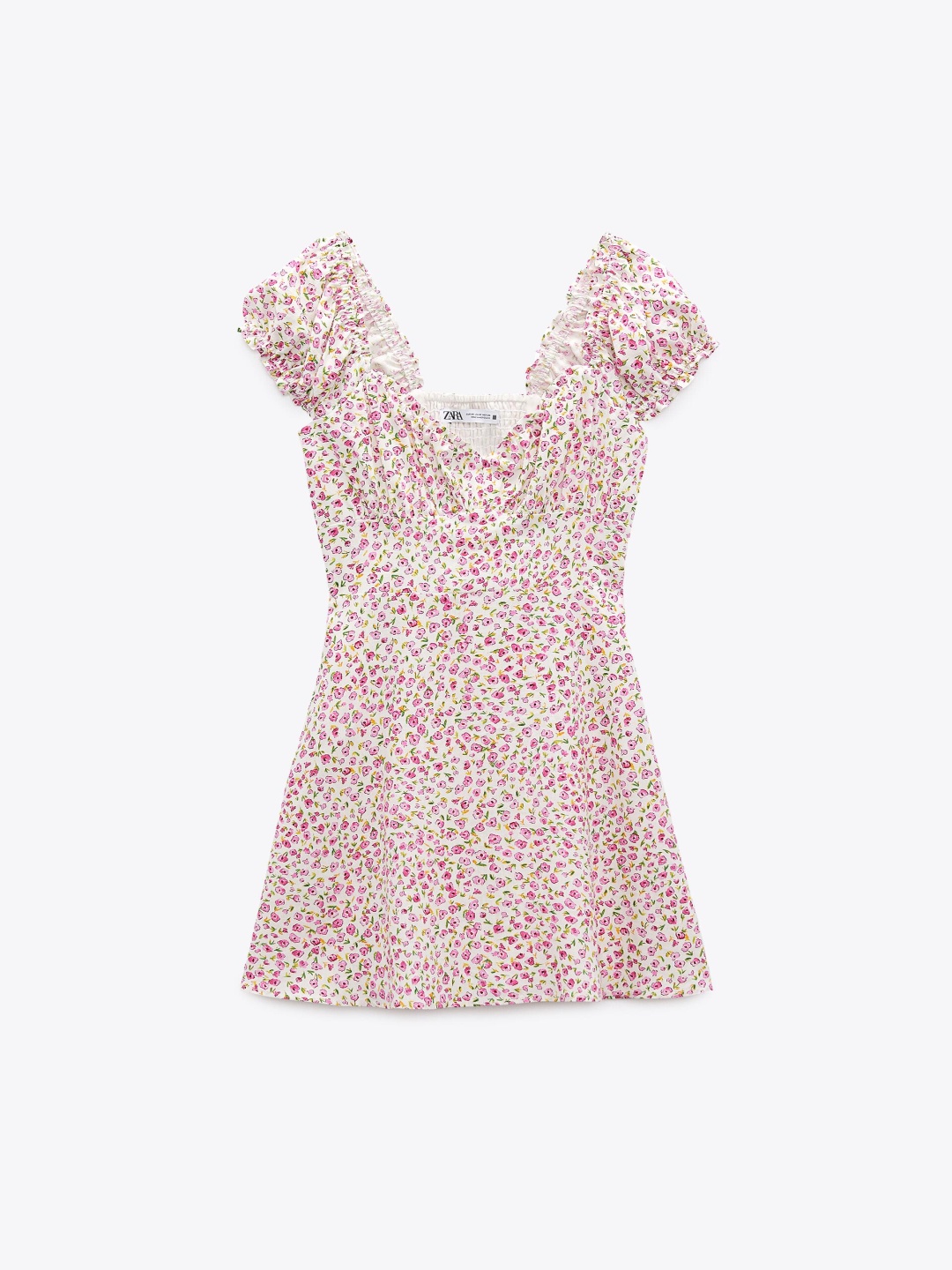 

ZARA Floral Print Linen Fit & Flare Dress, Multi