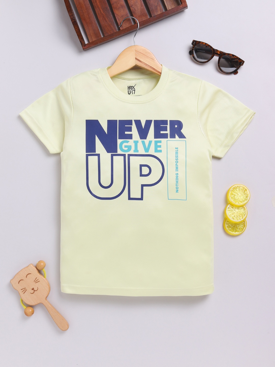 

HRX by Hrithik Roshan Boys Typography Printed Rapid-Dry T-shirt, Fluorescent green
