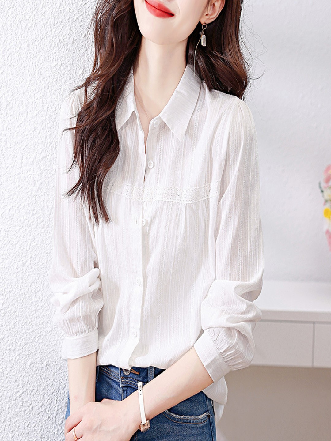 

StyleCast Women Spread Collar Solid Cotton Casual Shirt, White