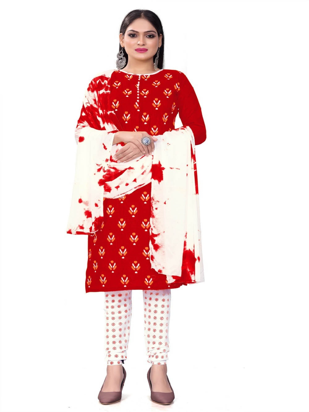 

Aika Ethnic Motifs Printed Georgette Pure Cotton Dress Material, Red