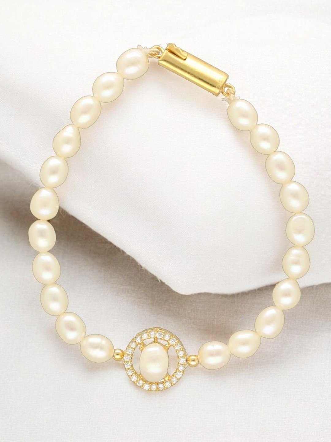 

Sri Jagdamba Pearls Dealer Gold-Plated Beaded Wraparound Bracelet