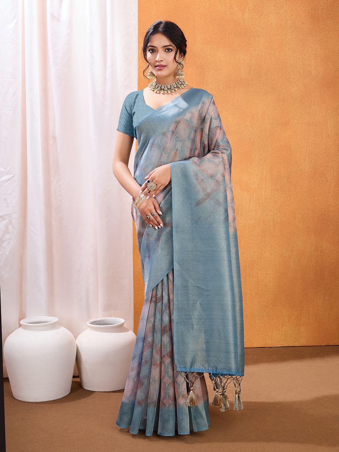 

Mitera Banarasi Saree, Sea green