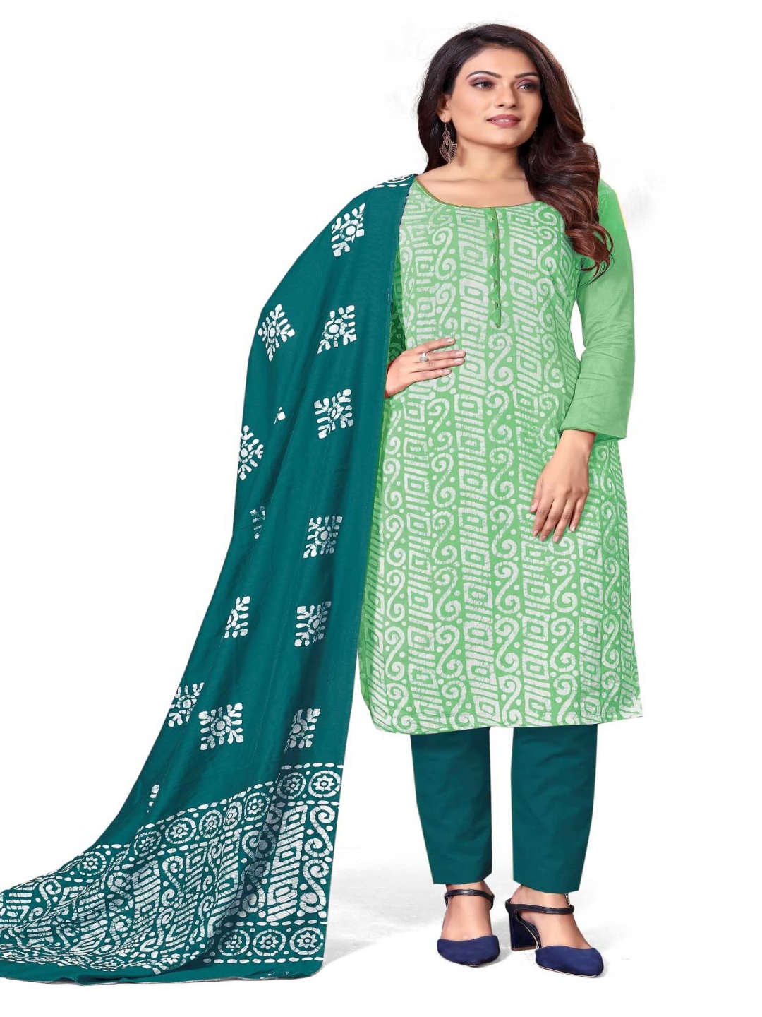 

Aika Ethnic Motifs Printed Pure Silk Unstitched Dress Material, Green