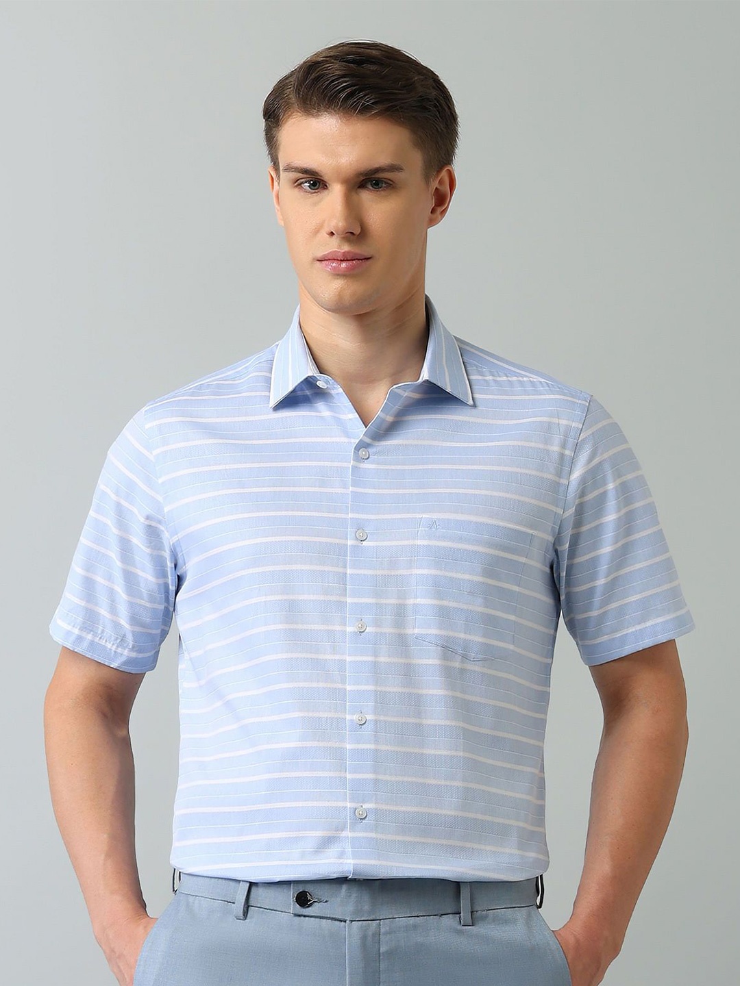 

Arrow Men Classic Horizontal Stripes Opaque Striped Casual Shirt, Blue