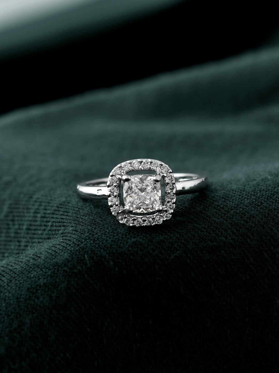 

Voylla Rhodium-Plated AD Studded Valentine's Day Forever & Always Solitaire Finger Ring, Silver