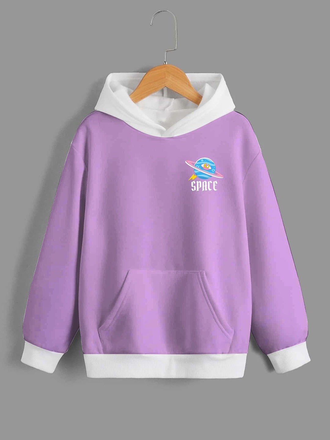 

Dagcros Boys Fleece Printed Hooded Sweatshirt, Purple