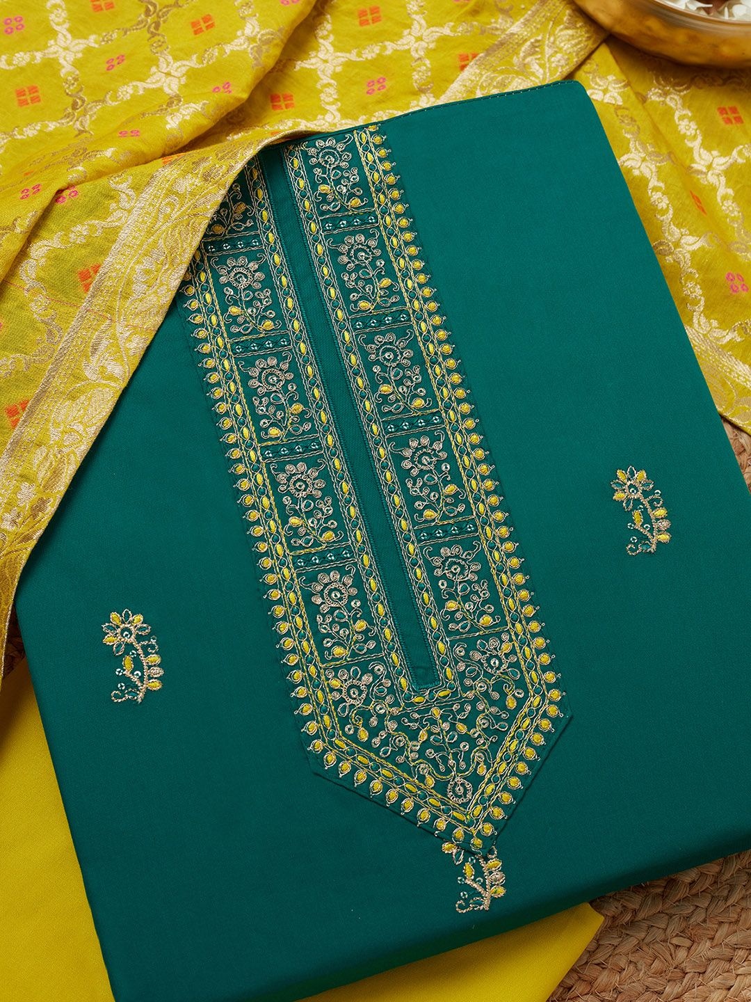 

Soch Floral Embroidered Sequinned Unstitched Dress Material, Green