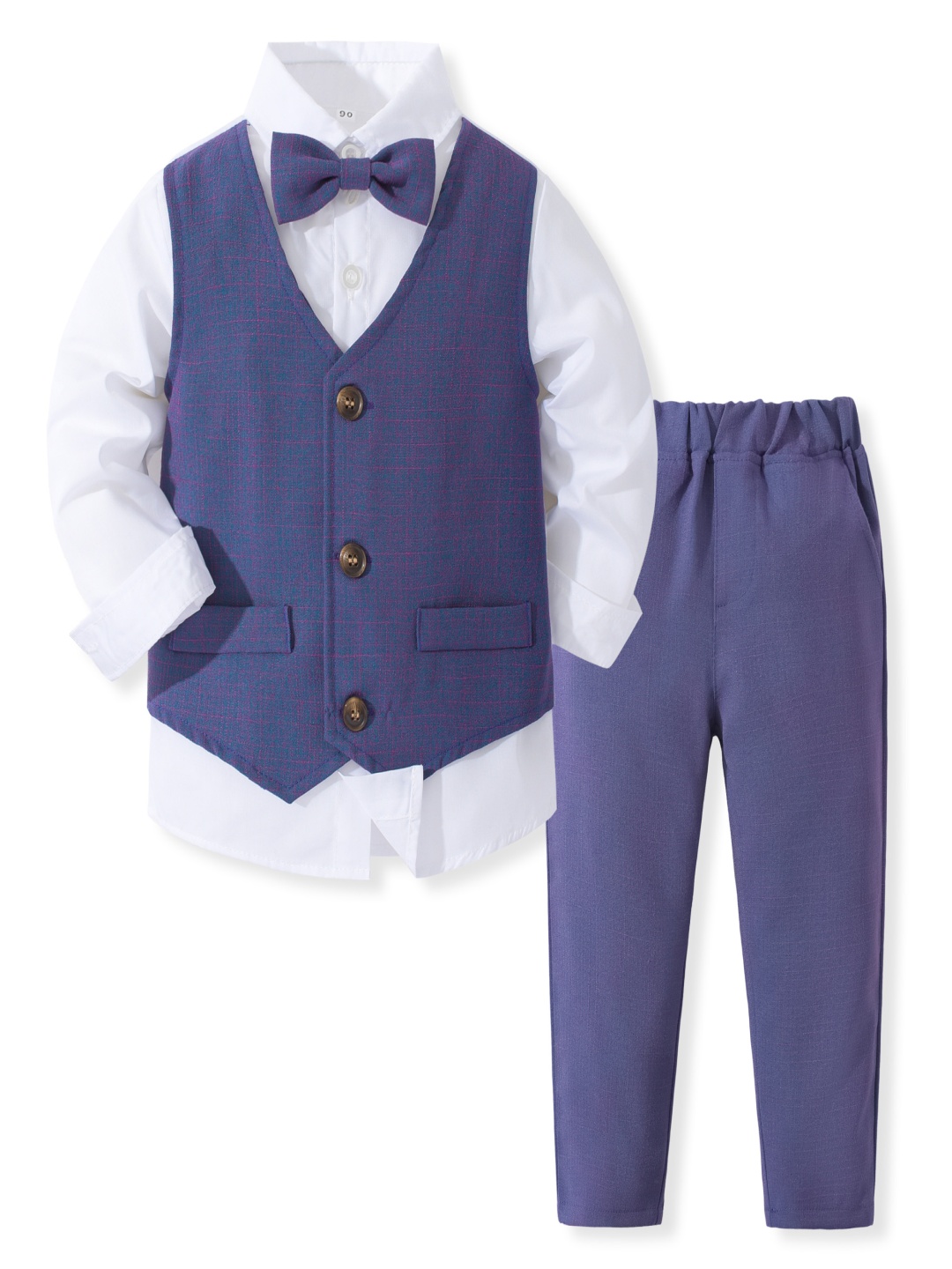 

StyleCast x Revolte Boys Pure Cotton Shirt With Trouser & Waistcoat, Blue