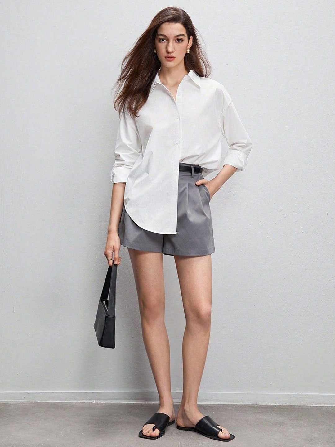 

WHY SO FAB Women Comfort Relaxed Fit Spread Collar Solid Cotton Casual Shirt, White