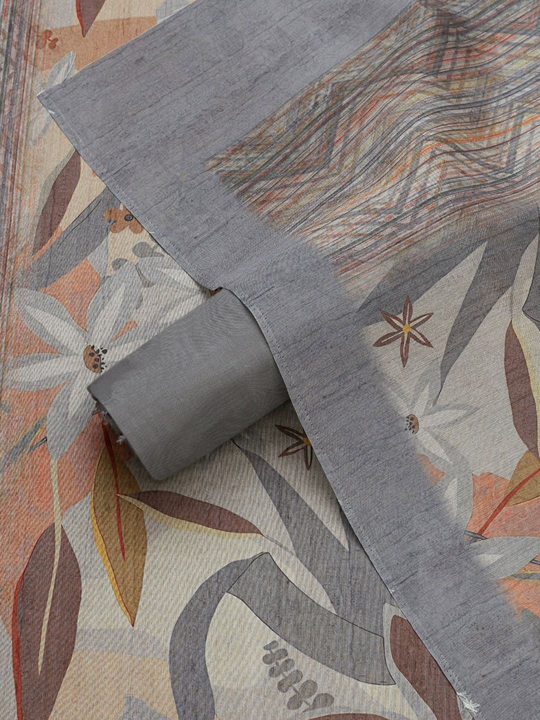 

Soch Chevron Printed Embroidered Sequinned Unstitched Dress Material, Grey