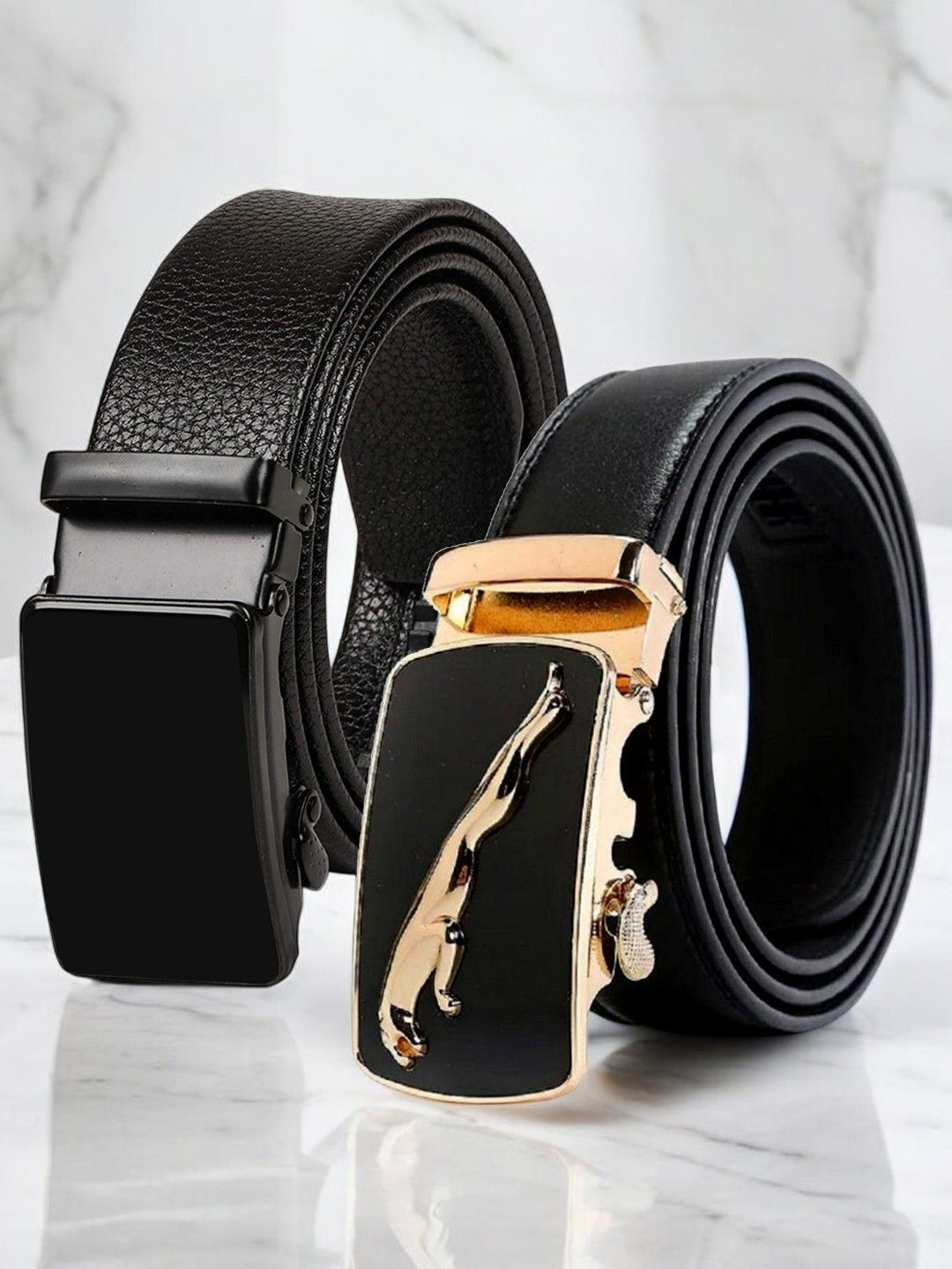 

Metronaut Men Textured 2 PU Belt, Black