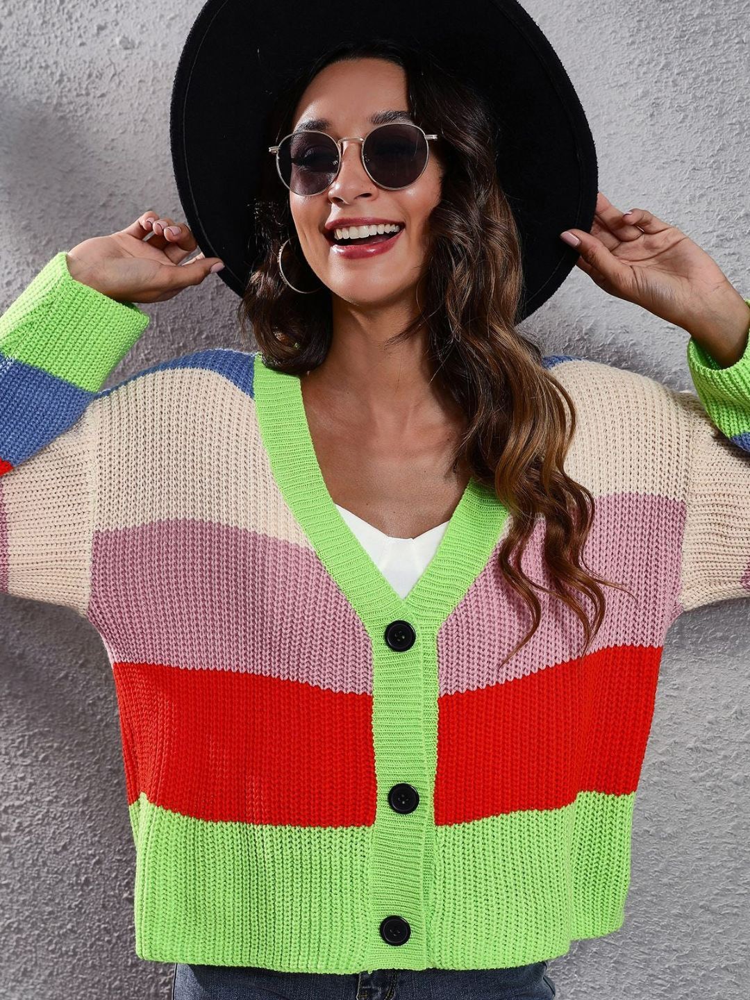 

Oh Rare Women Colourblocked Cardigan, Green