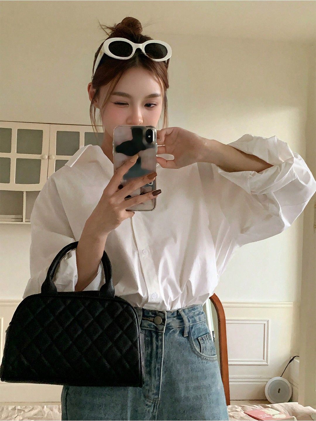 

NANCHI Women Comfort Relaxed Fit Spread Collar Solid Cotton Casual Shirt, White