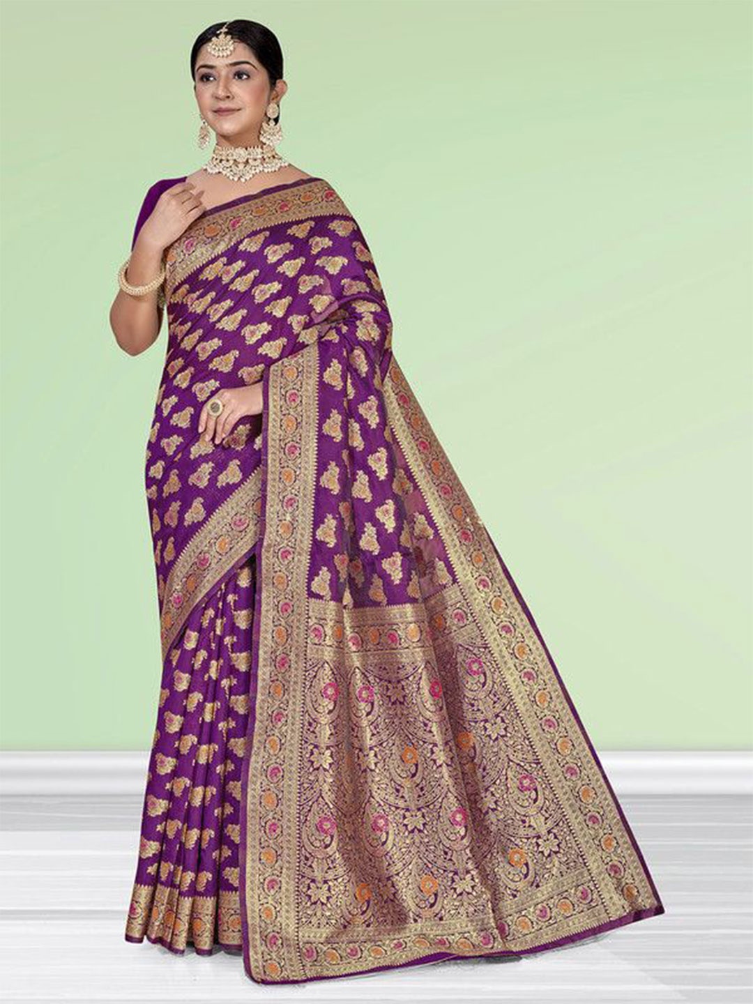

sagarika Woven Design Zari Banarasi Saree, Magenta