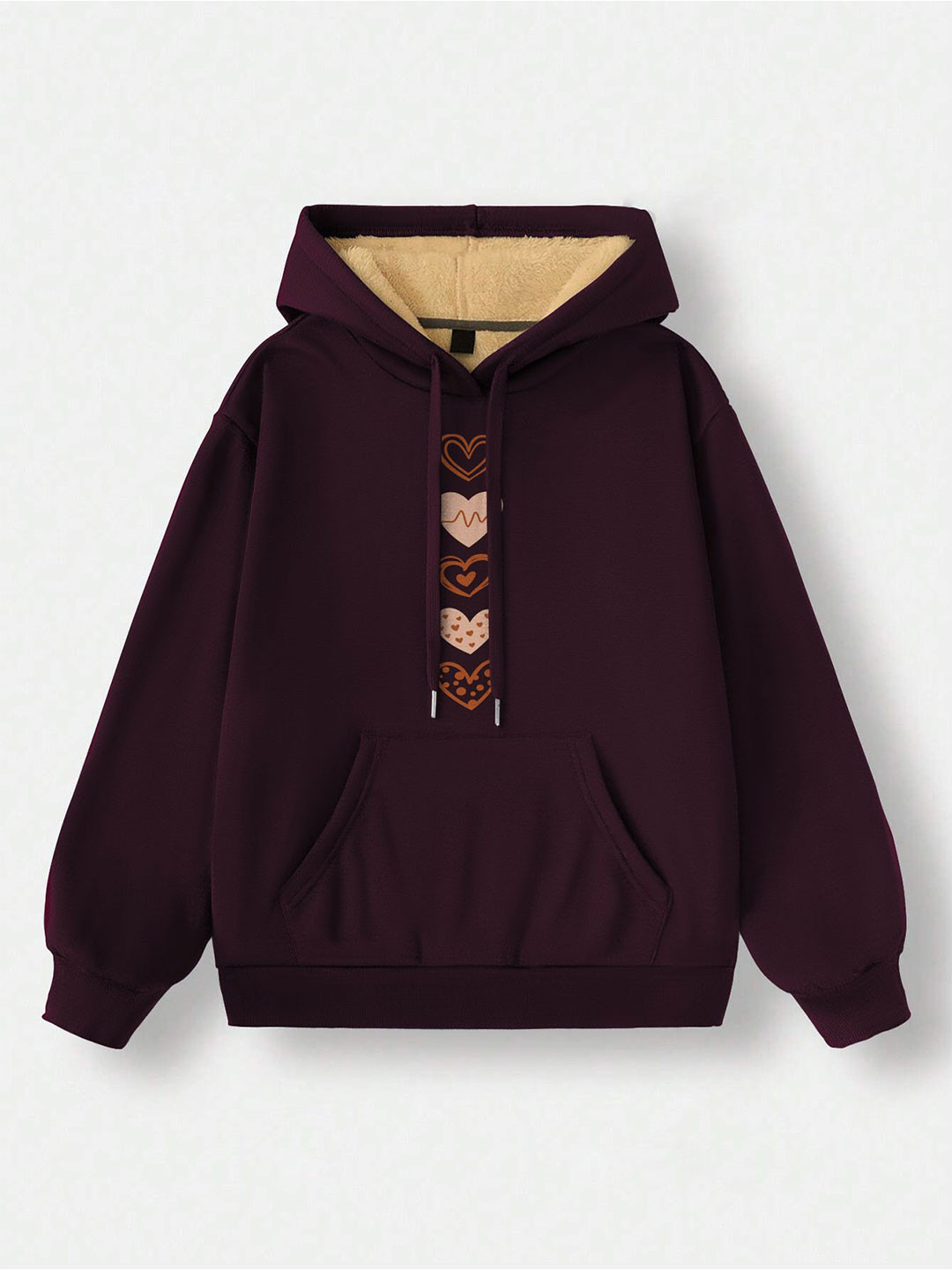 

TOGS & TERRE Women Printed Hooded Sweatshirt, Maroon