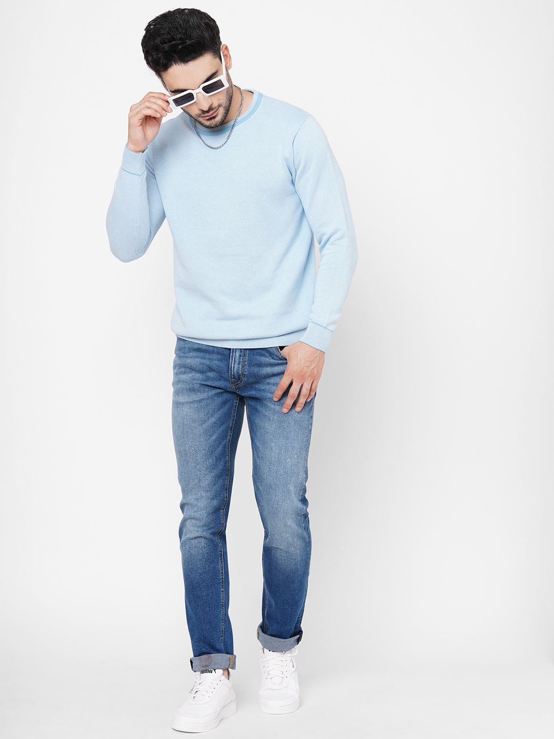 

Loopers Men Round Neck Pullover Sweatshirt, Blue
