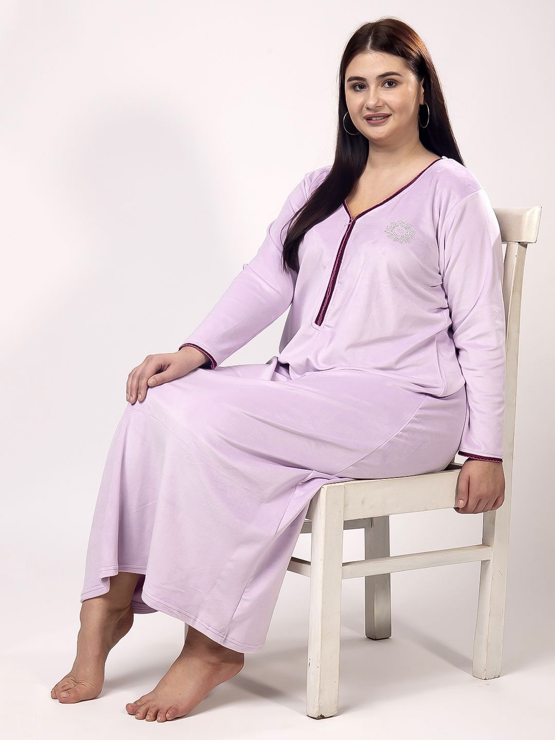 

CHUI MUI Women Plus Size Maxi Nightdress, Lavender