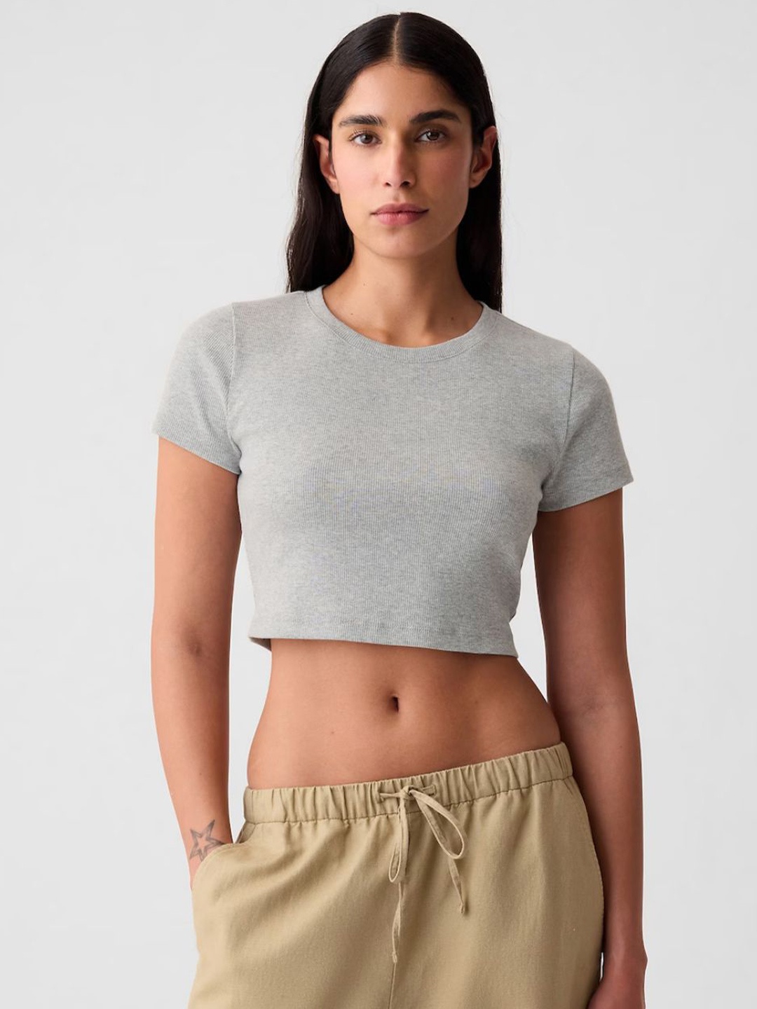 

sollobell Cotton Crop Top, Grey