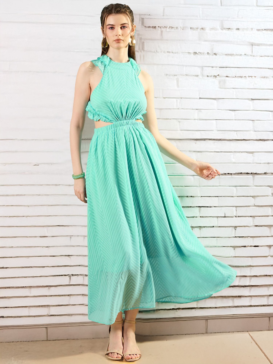 

STYLECAST X KASSUALLY Women Fit & Flare Maxi Dress, Turquoise blue