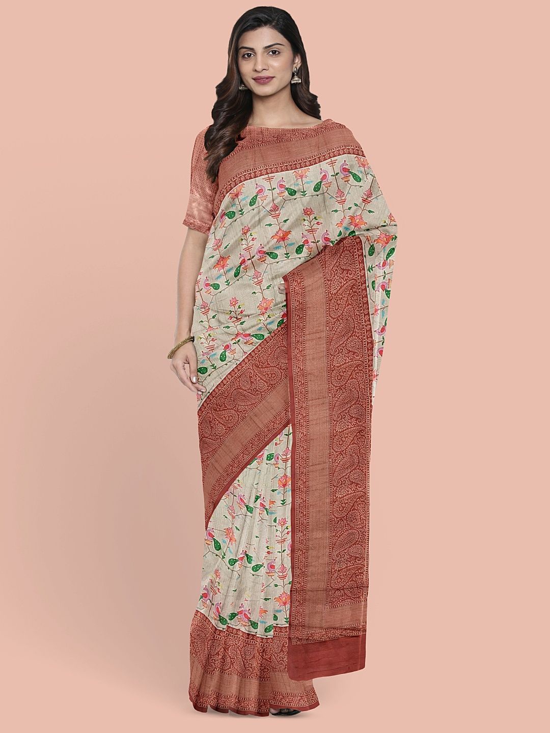 

Avyay Creation Ethnic Motifs Saree, Beige