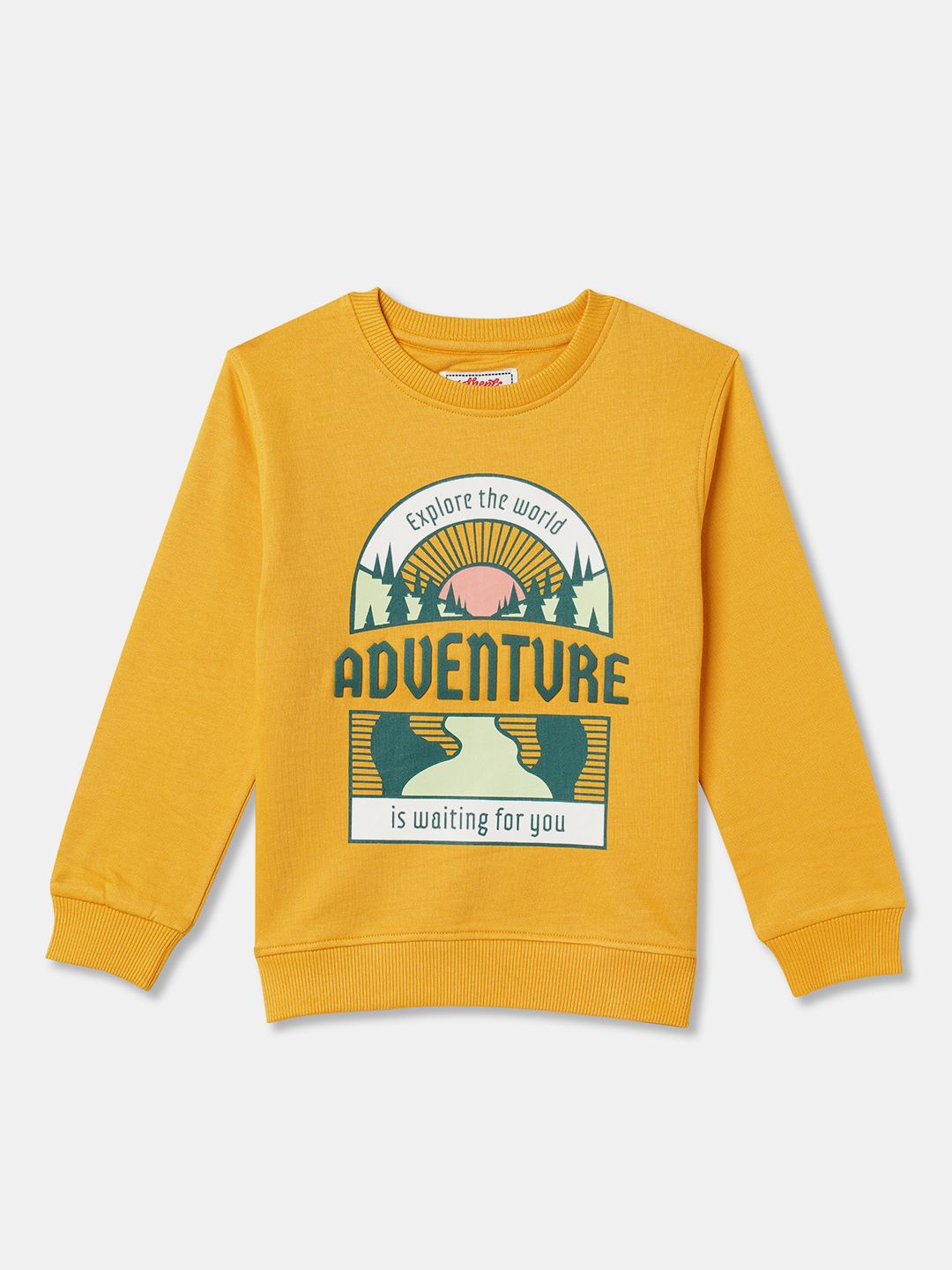 

R&B Boys Graphic Printed Cotton Sweatshirt, Yellow