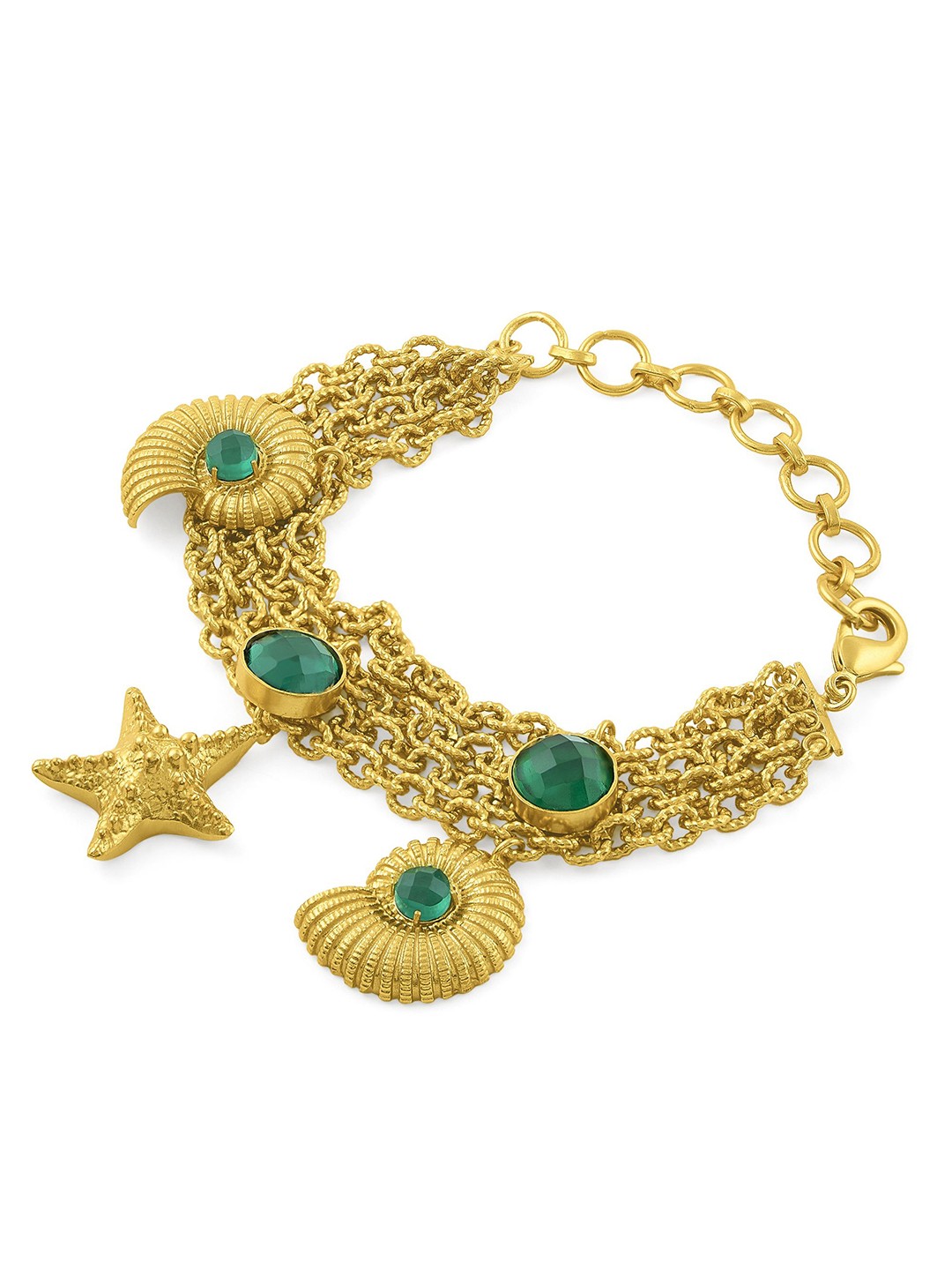 

MNSH Gold-Plated Stone Studded Link Bracelet