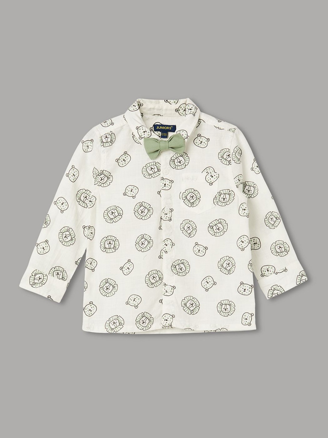 

Juniors by Lifestyle Boys Spread Collar Conversational Printed Cotton Casual Shirt, Beige