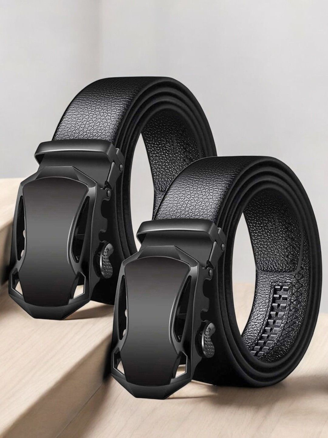 

Metronaut Men Textured 2 PU Belt, Black