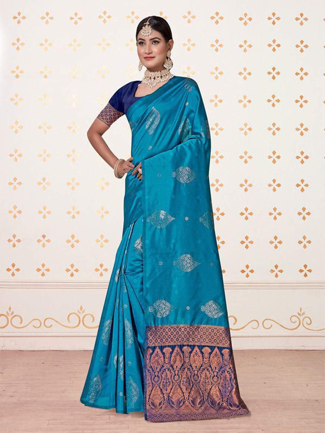 

sagarika Woven Design Zari Designer Kanjeevaram Saree, Blue
