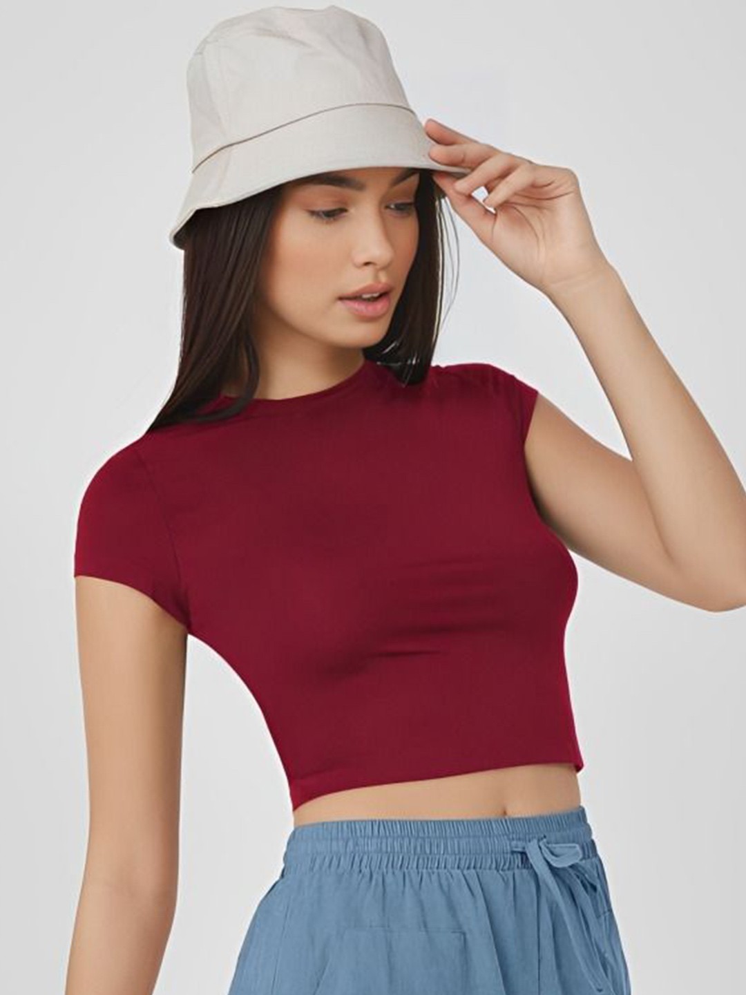 

sollobell Cotton Tank Crop Top, Maroon