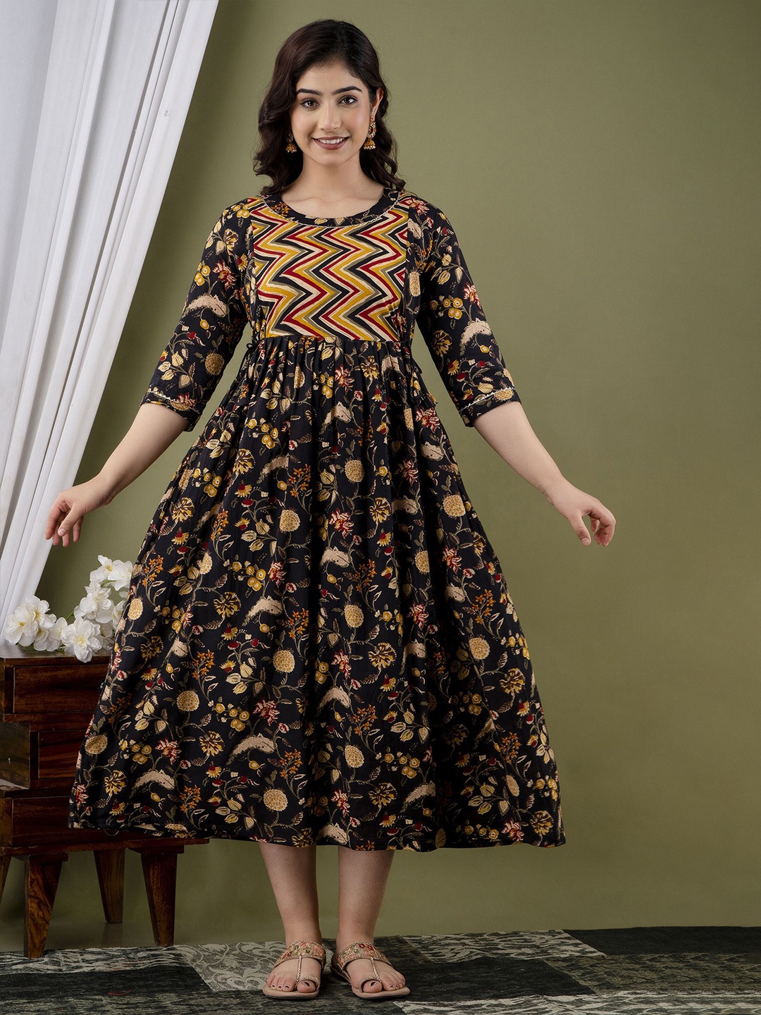 

mad fury Floral Print Maternity Maxi Dress, Black