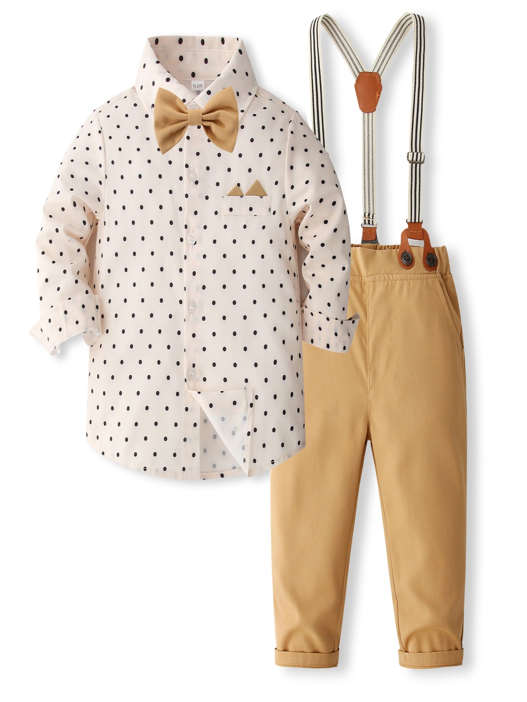 

StyleCast x Revolte Boys Printed Pure Cotton Shirt With Trousers And Suspenders, White
