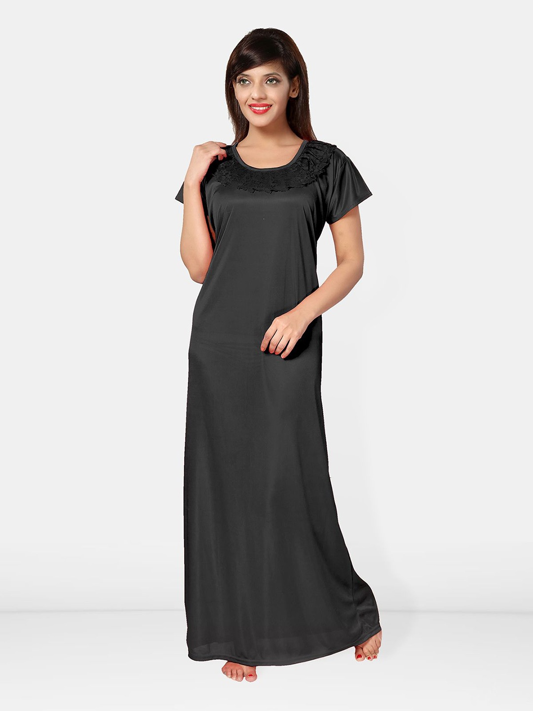

Be You Women Satin Maxi Nightdress, Black