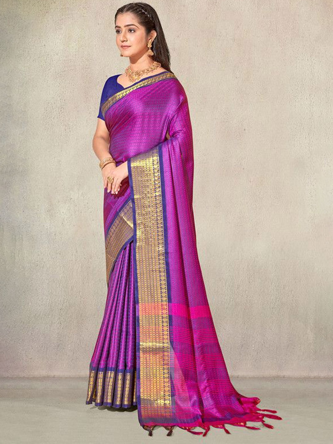 

sagarika Woven Design Zari Narayan Peth Saree, Purple