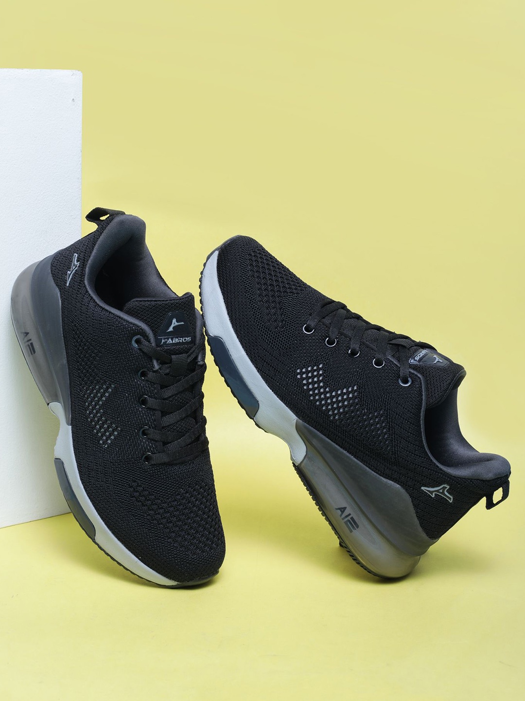 

ABROS Men WICKO Mesh Lace-Ups Running Shoes, Black